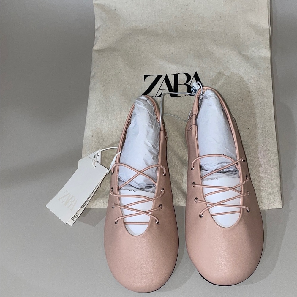 Zara Women's Blush Pink Lace-Up Flats